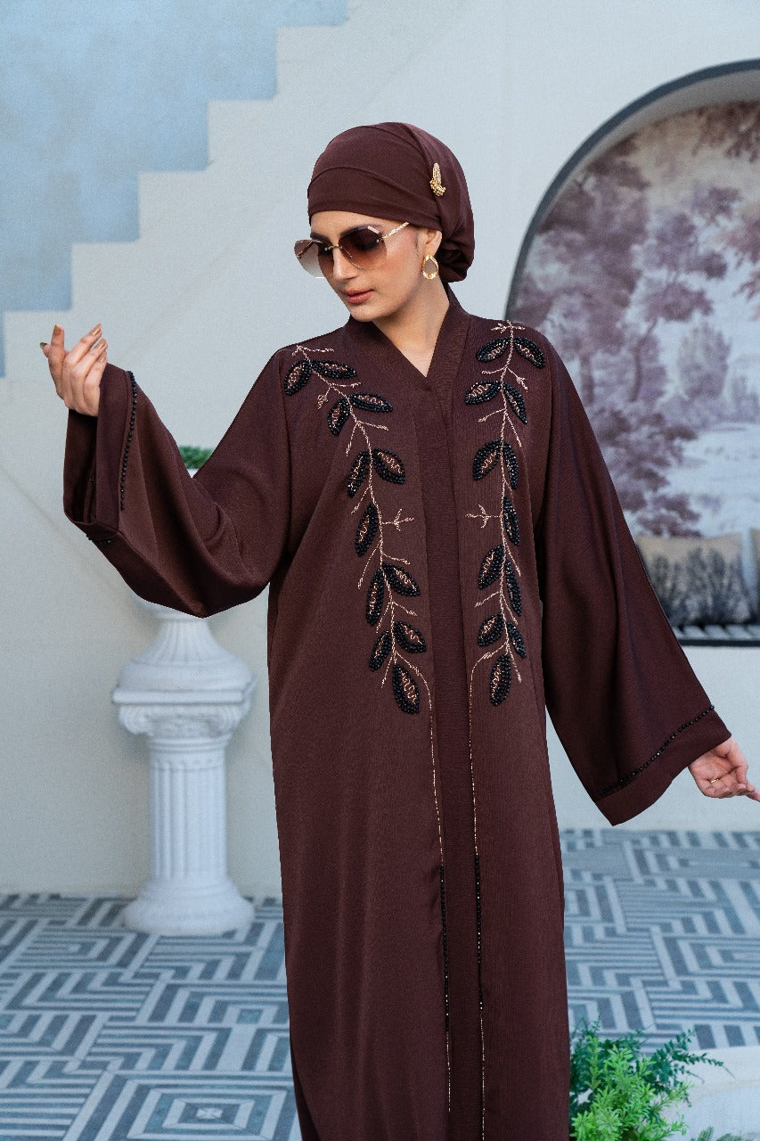 Arsin Bown Embroided Abaya, SMAMZ modest wear, premium abayas in UK, modest dresses,high quality abaya