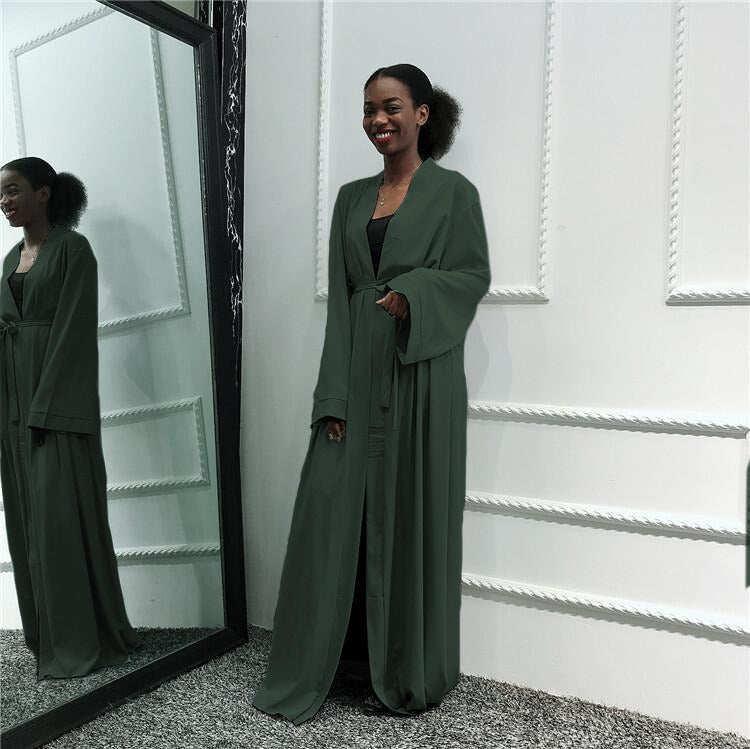 Bottle-Green-Open-Abaya-Robe,Green-Abaya,Open-Abaya,Robe