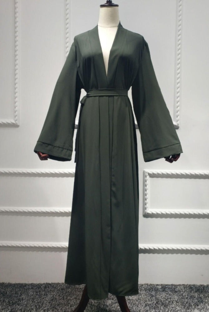 Bottle-Green-Open-Abaya-Robe,Green-Abaya,Open-Abaya,Robe