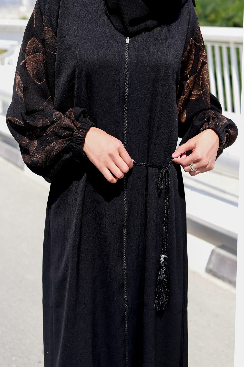 Bronze-Leaf-Abaya, Black-Abaya,Bronze-Abaya,Leaf,Abaya