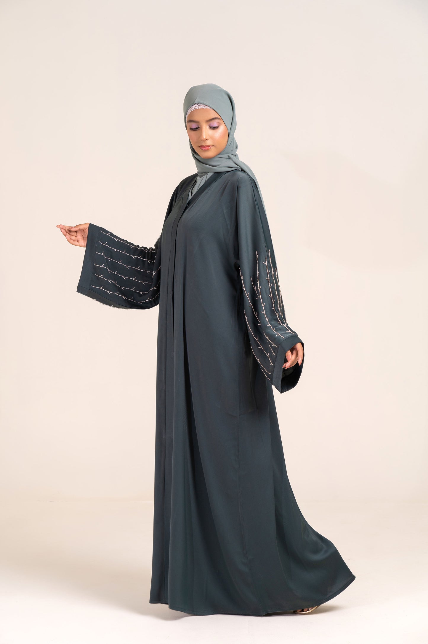 Beaded Forest Buttoned Abaya