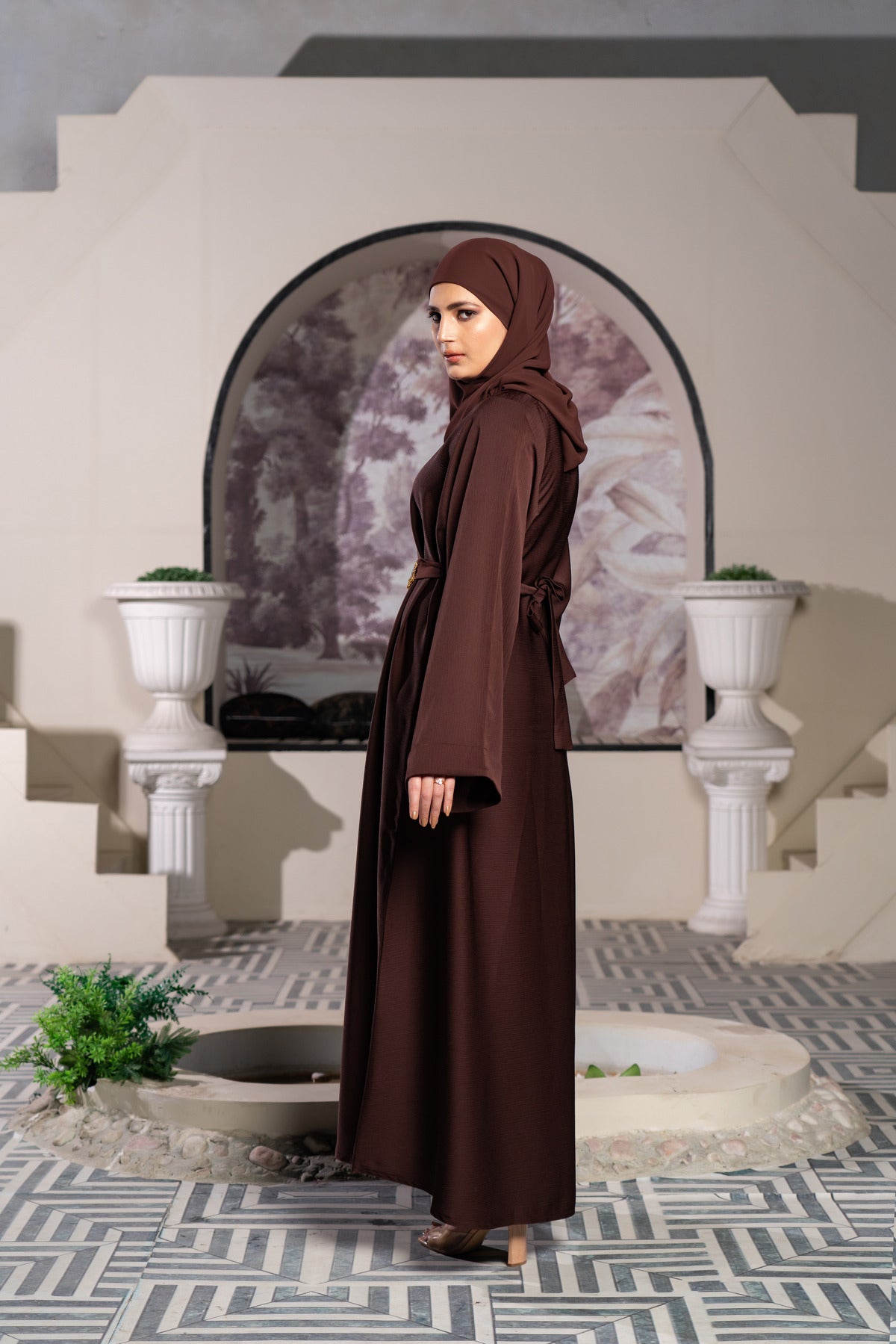 Sevil Chocolate Brown Abaya