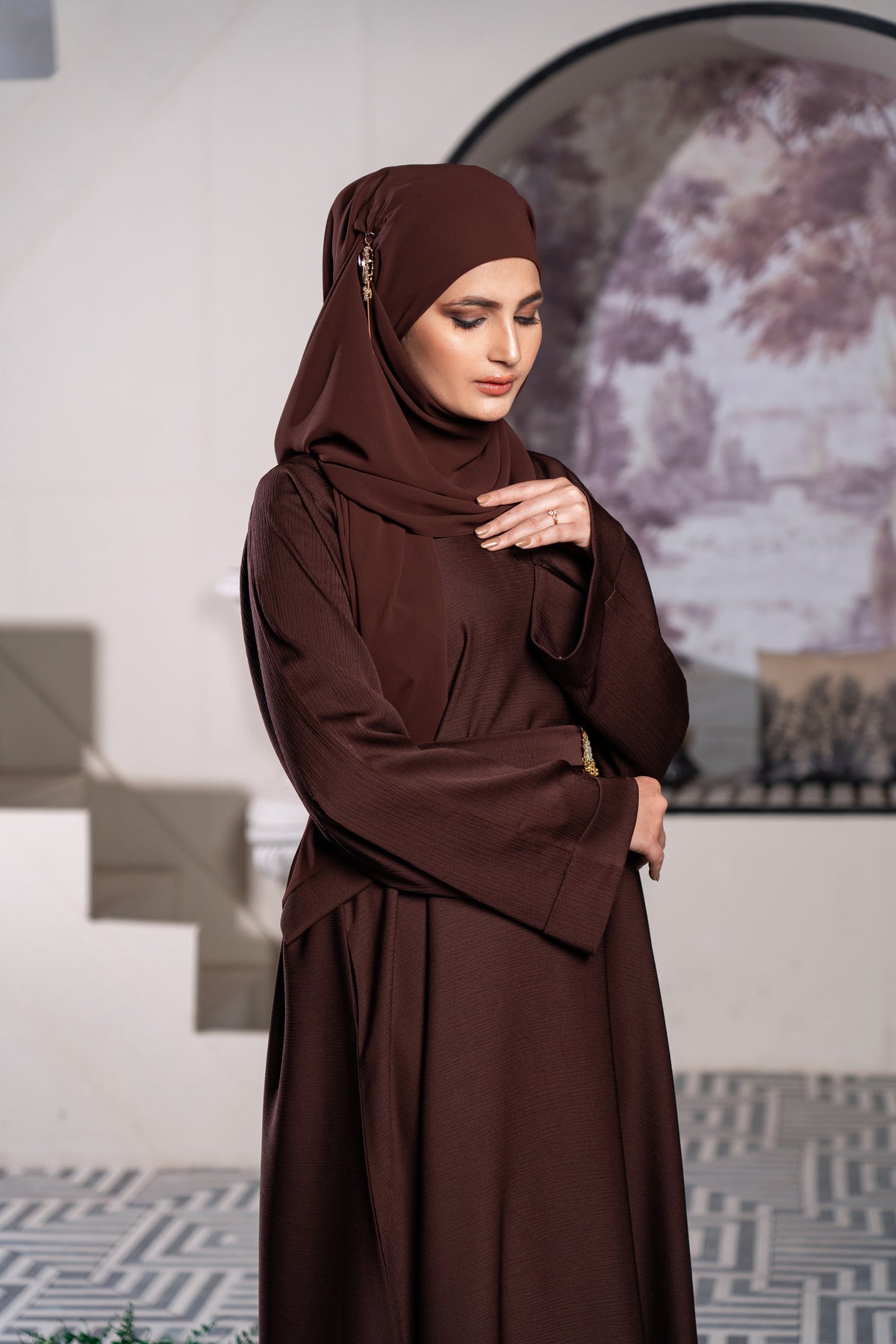 Sevil Chocolate Brown Abaya