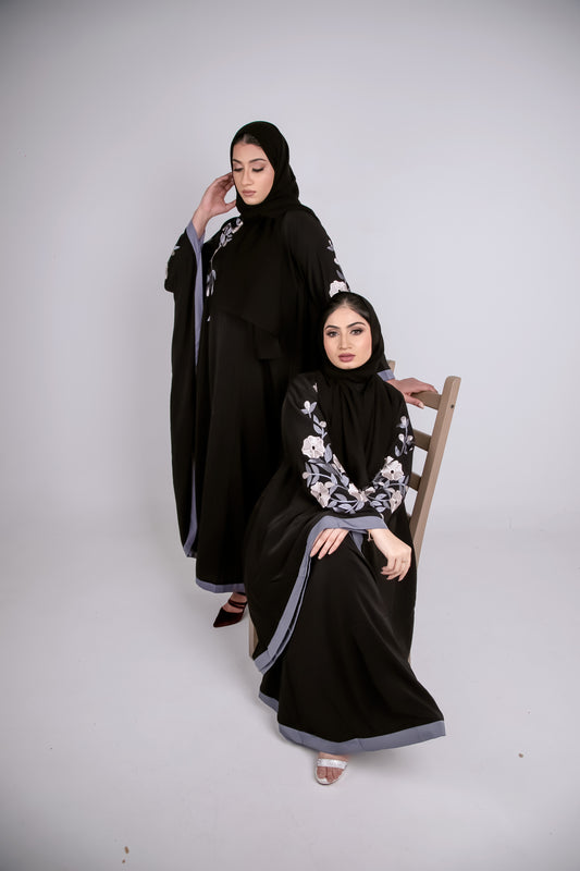 Floral-Farasha-Abaya,Floral-Abaya,Black-Abaya,Farasha-Abaya