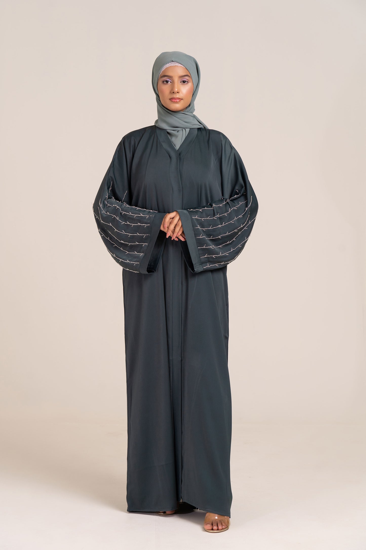 Beaded Forest Buttoned Abaya