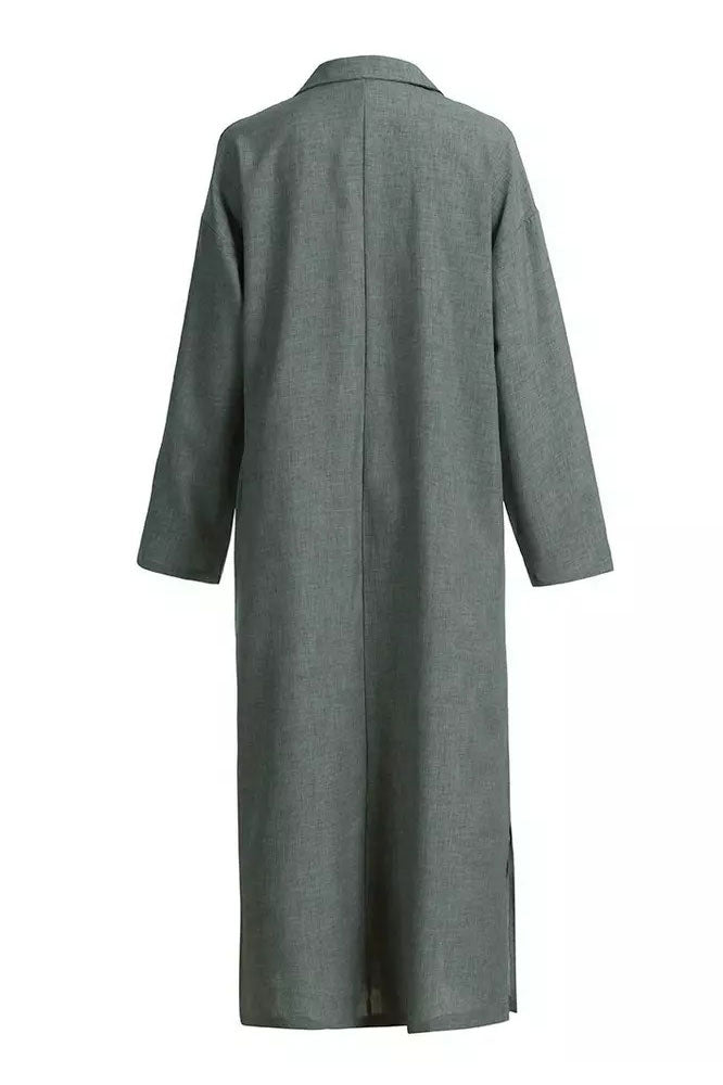 grey abaya,closed abaya,cotton abaya,collor neck abaya,smamz formal wear