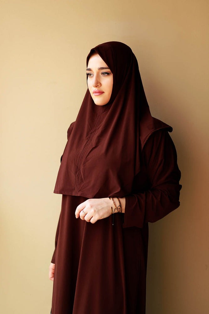 brown burkha abaya,elegant abaya,jibab abaya,prayer abaya,1 piece abaya,smamz abayas,smamz 1 piece abaya