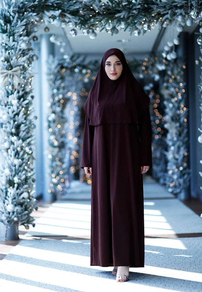 brown burkha abaya,elegant abaya,jibab abaya,prayer abaya,1 piece abaya,smamz abayas,smamz 1 piece abaya