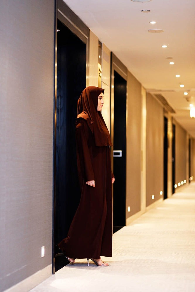 brown burkha abaya,elegant abaya,jibab abaya,prayer abaya,1 piece abaya,smamz abayas,smamz 1 piece abaya