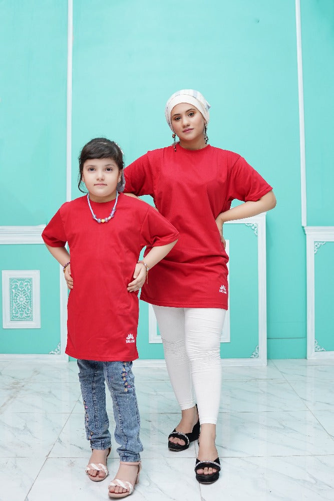 Girls Red Long T Shirt.