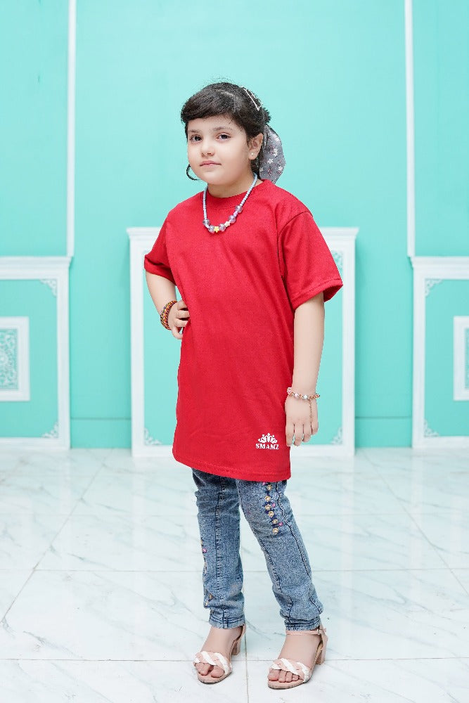 Girls Red Long T Shirt