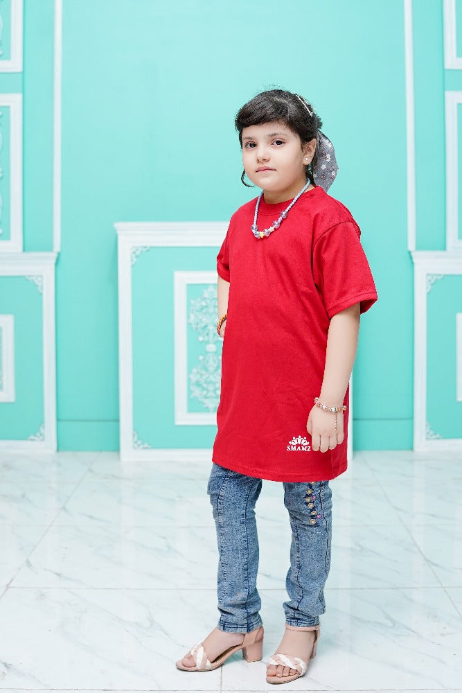 Girls Red Long T Shirt