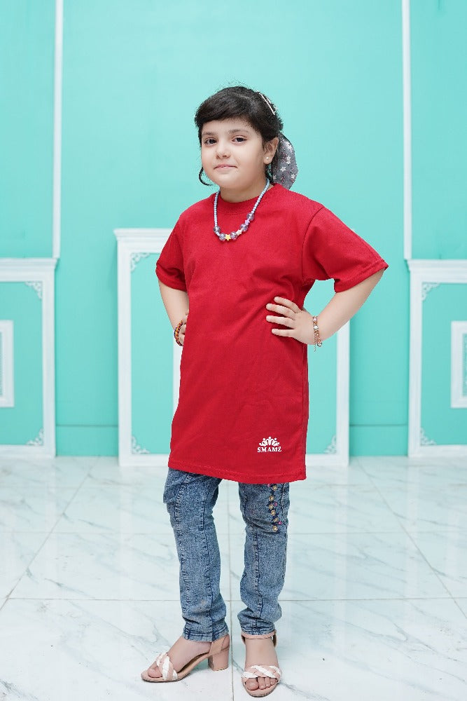 Girls Red Long T Shirt