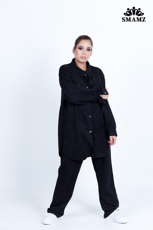 Suede Desert Black Shirt,shirt dress,smamz 