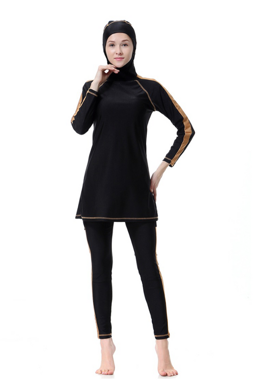 Black and Brown Modest Swimwear,Modest swimming costume,3-piece suit,quick dry polyester,smamz modest sports wear